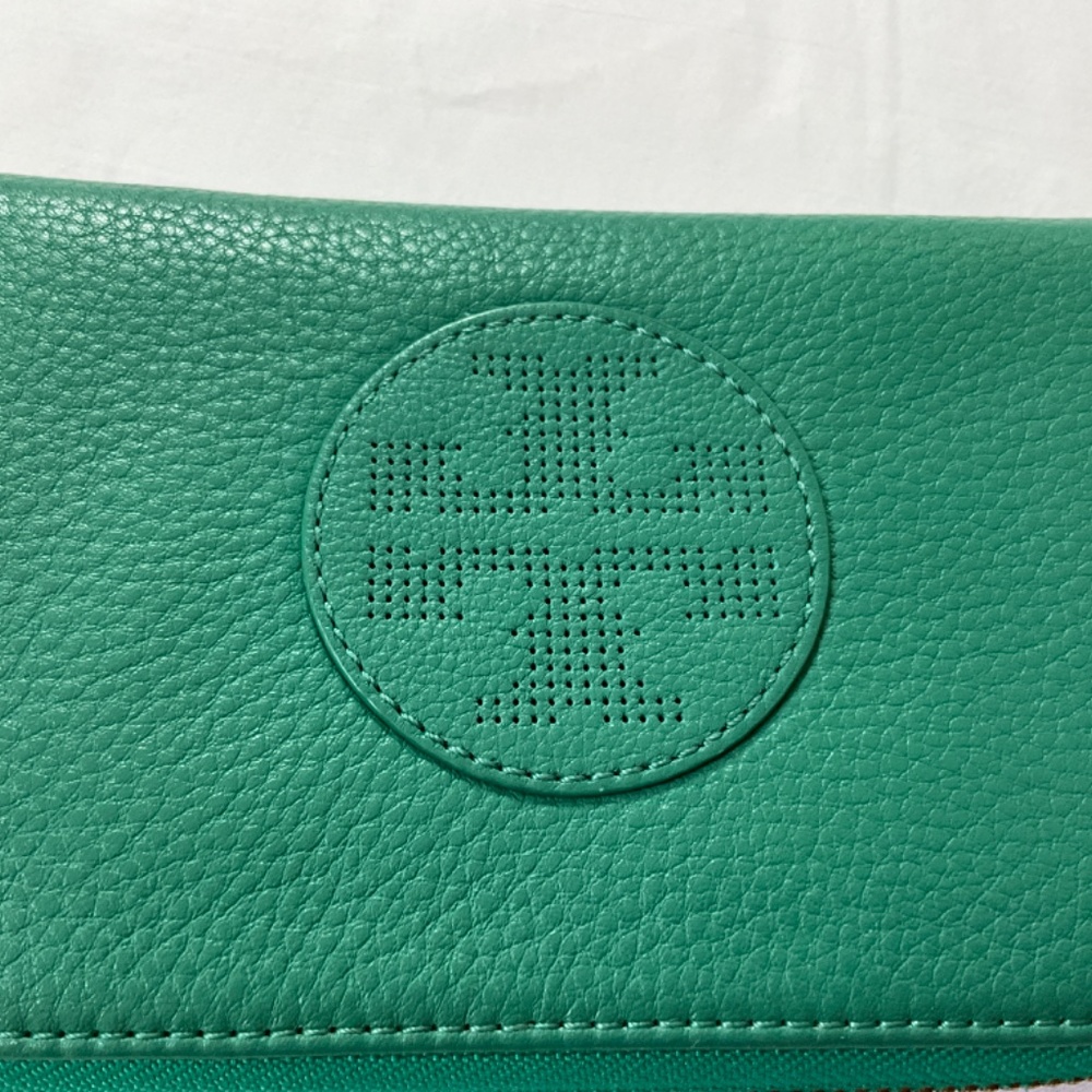 TORY BURCH Vintage Kipp Zippy Wallet Green - Picture 3 of 13